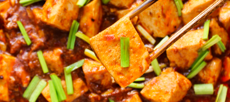 Close up of mapo tofu