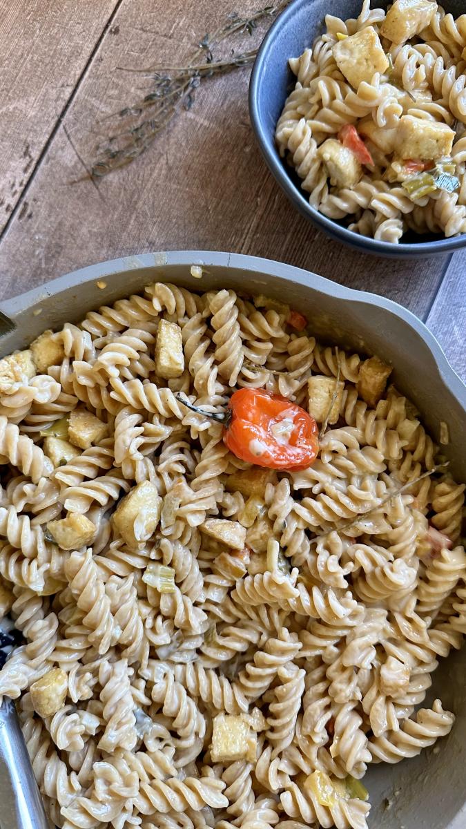 rasta pasta in a bowl